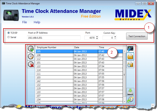 Time Clock Att Manager Main Screen
